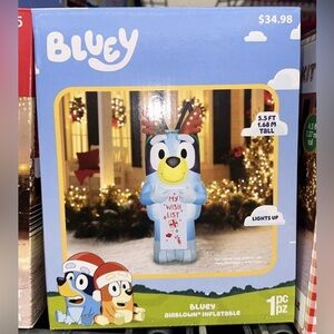 Bluey Reindeer Antlers & Wish List 4.5 Ft Tall Gemmy Airblown Inflatable New